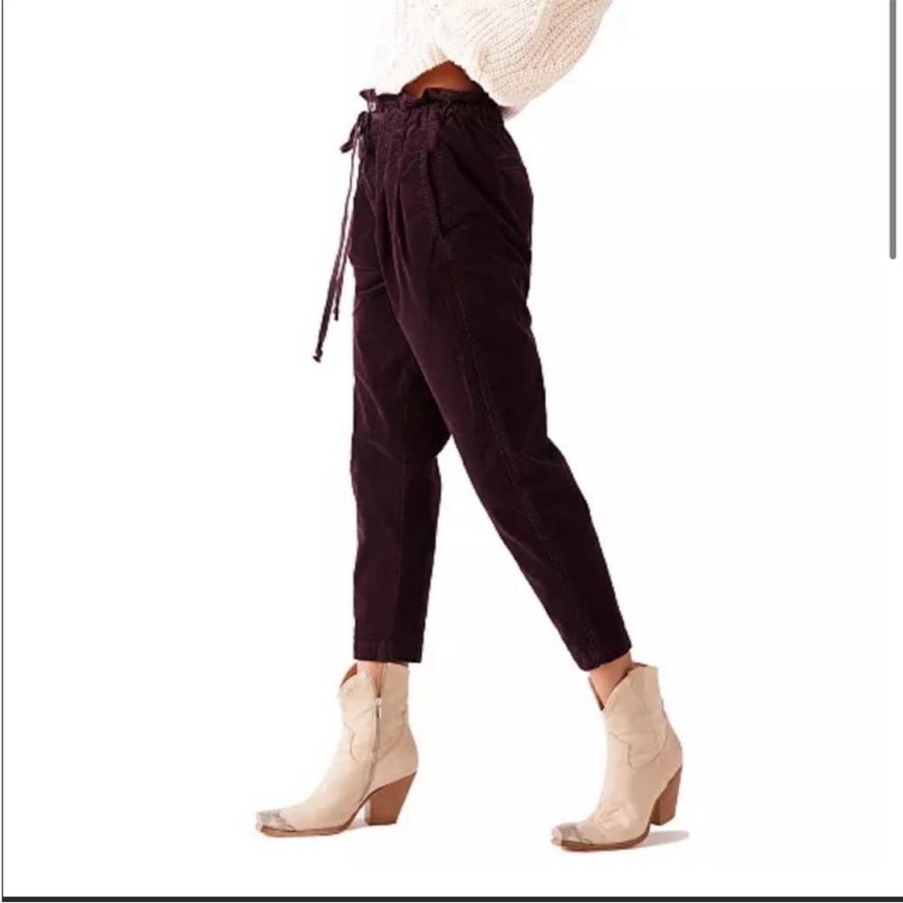 Free People Margate corduroy maroon high rise  trouser pants